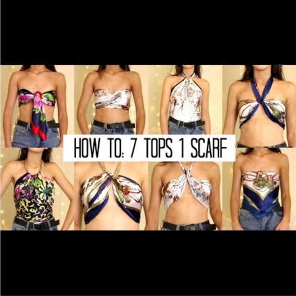 VTG Symphony Scarfs Large Square Scarf Blue Tulip  Design - Picture 14 of 14